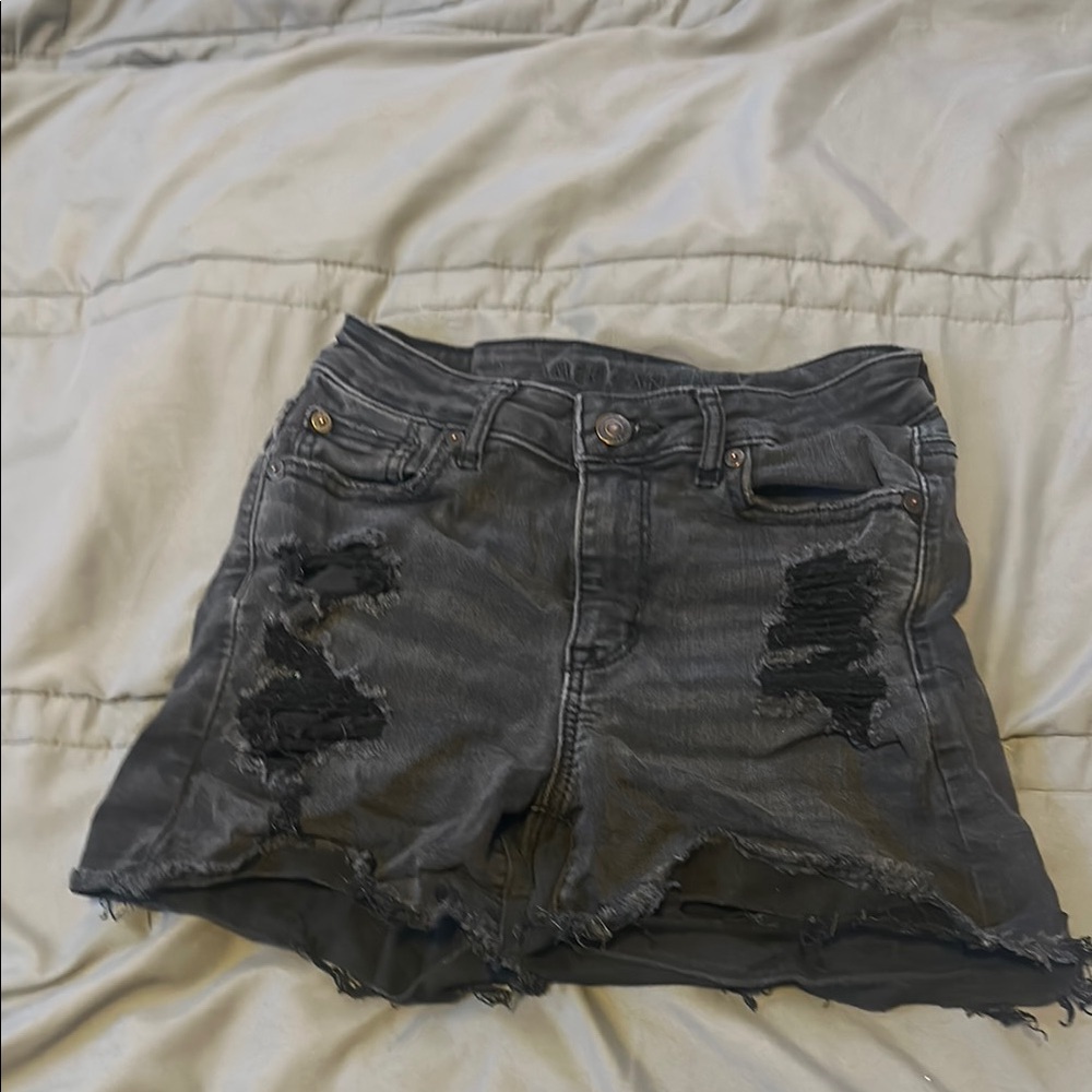 American Eagle Outfitters Black Distressed Jean Shorts